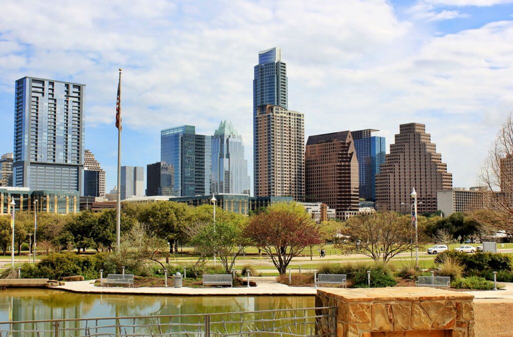 skyline, cityscape, skyscrapers, nature, park, lake, austin, texas, usa, united states, us, austin, austin, austin, austin, austin